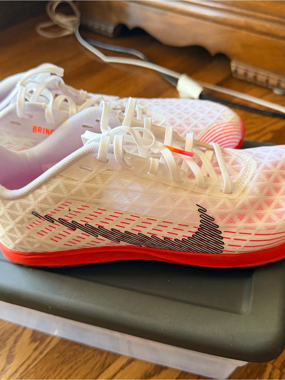 Nike Women's White Running Shoes with Pink and Neon Accents - Picture 4 of 6